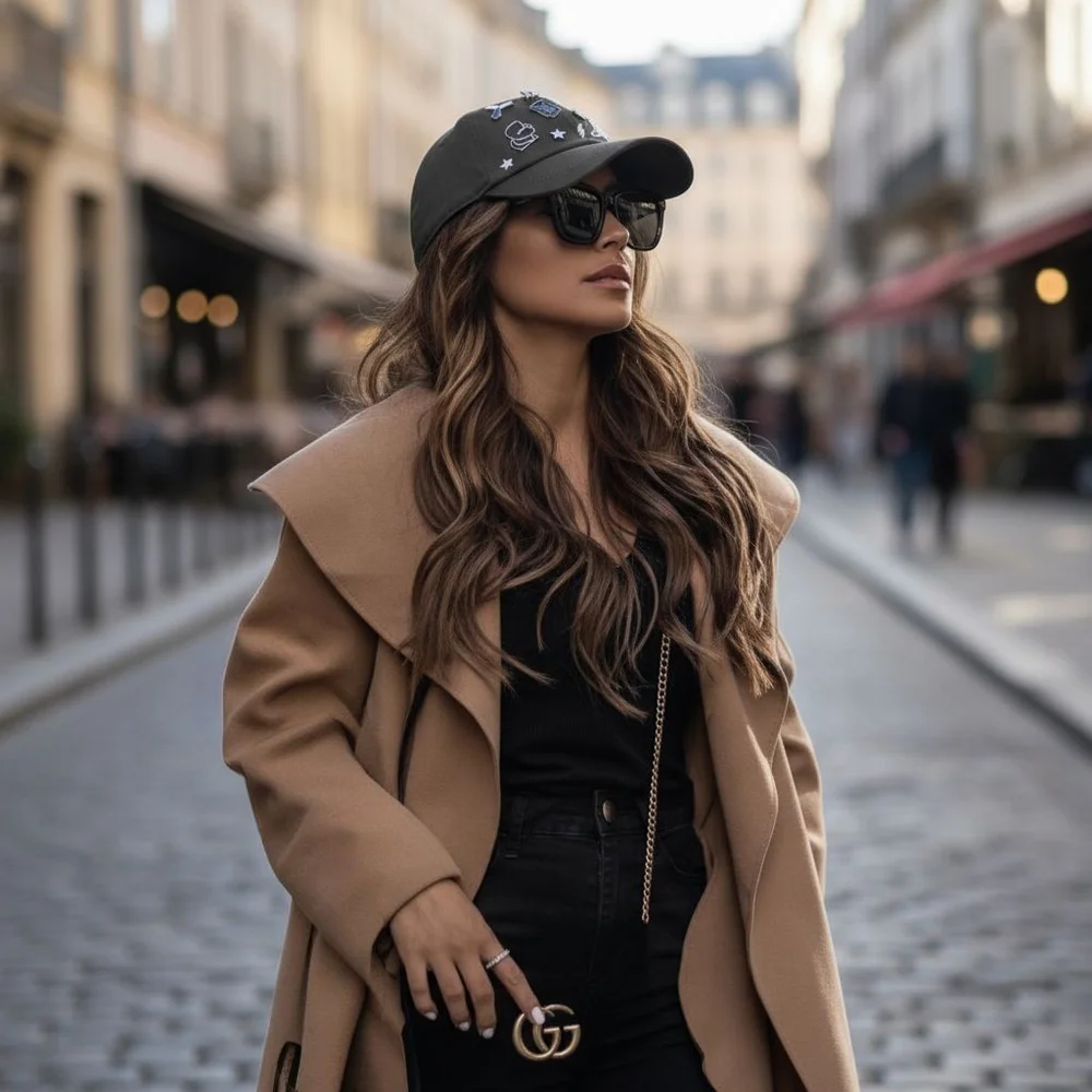 Karl Lagerfeld Rock and Roll Embellished Baseball Hat Cap Beanie - Black - Picture 2 of 16